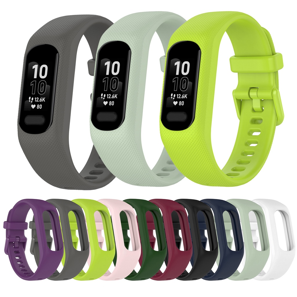 適用於Garmin Vivosmart 5 純色矽膠替換腕帶 佳明Vivosmart5錶帶