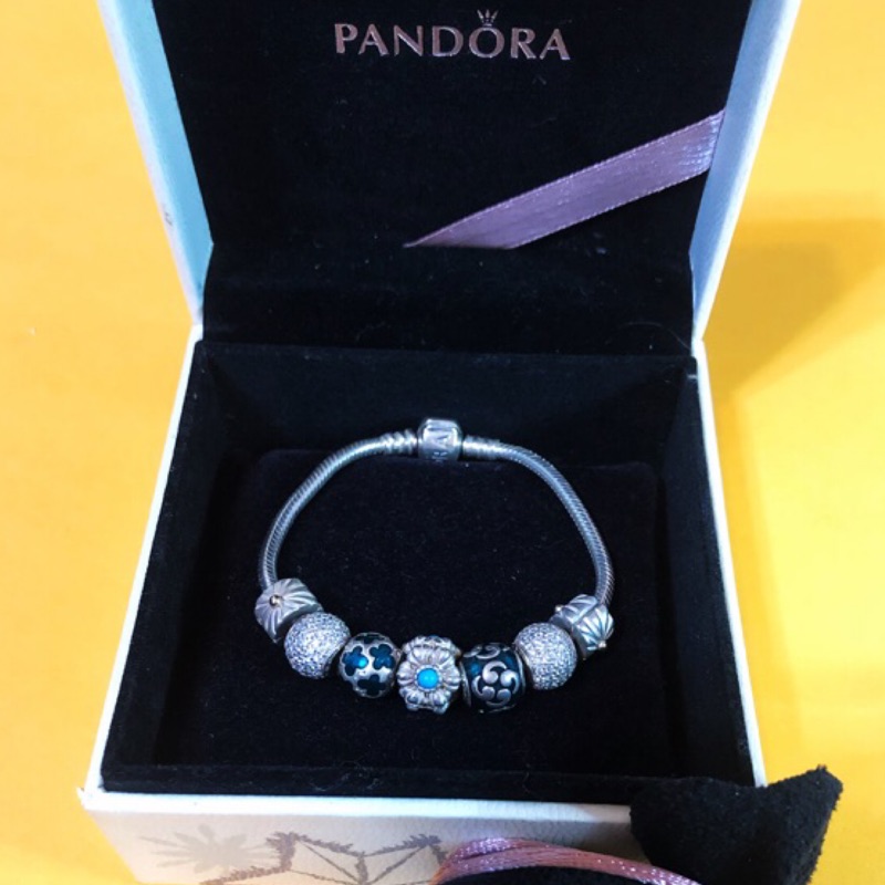 Pandora 潘朵拉 正品純銀整串手環組/ 純銀珠+手鍊