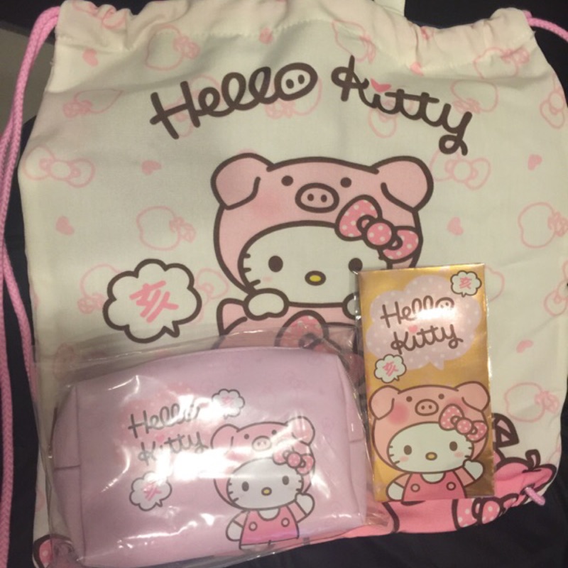 7-11 Hello Kitty 福袋 299 化妝包 紅包袋 束口袋 後背包 包包 小包 2019