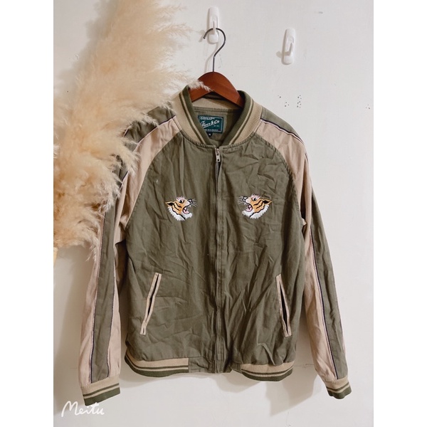 Vintage年代經典橫須賀老虎刺繡飛行外套棒球外套ma-1夾克古董衣二手古著復古
