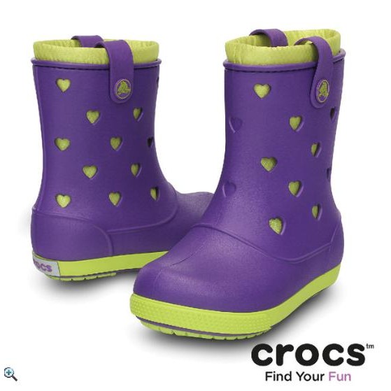 CRO002 Crocs™ 卡駱馳 卡駱班艾麗甜心童靴(亮光紫/柑橘色)