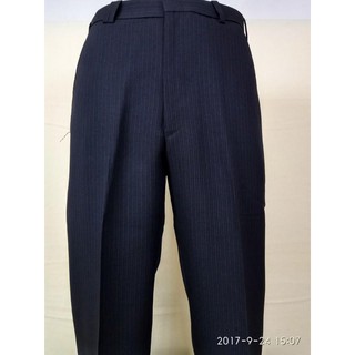 【平價服飾】台灣製冬季藍色條紋免燙「平面西裝褲」(30-42)免費修改