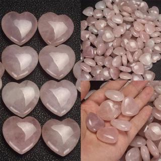 1 件天然玫瑰石英粉紅色愛心寶石 DIY 裝飾水晶雕刻心形