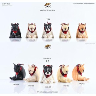 【那間模型】JXK 1:6 jxk045 模擬 法鬥 法國鬥牛犬 坐姿 模型 狗 公仔 生日禮物 寵物