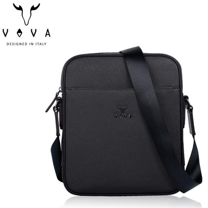 VOVA 波隆納II系列直式斜背包 真皮側背包 VA123S05BK 黑色