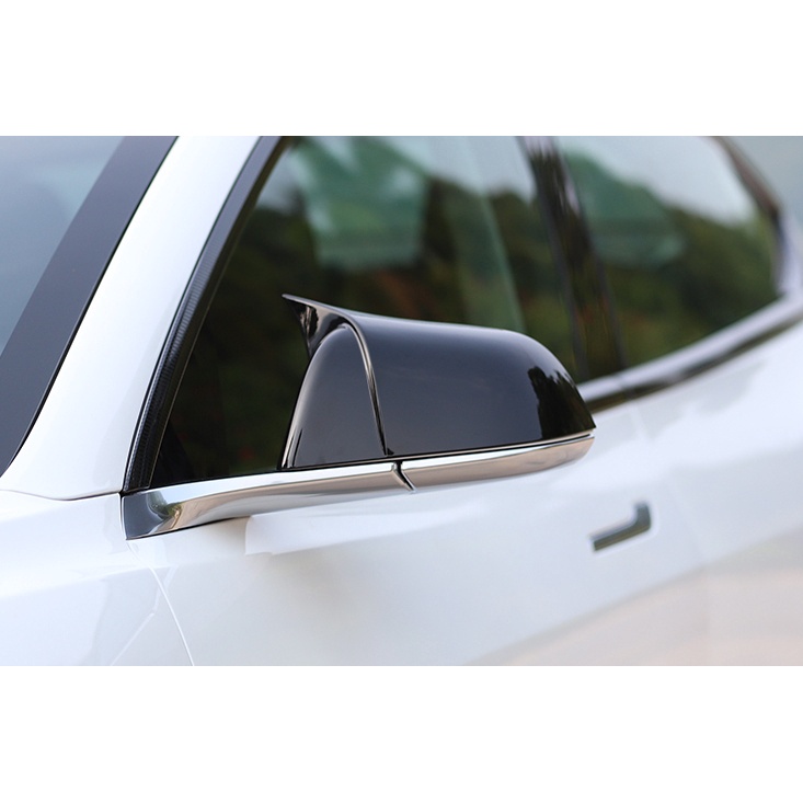 歐力斯車飾~特斯拉 Tesla Model 3 Model3 後視鏡蓋 後視鏡殼 後視鏡罩 碳纖維紋 烤漆黑 牛角款