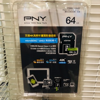 PNY MICRO SD CARD 64G C10 U3 4K記憶卡 讀90mb/s 寫60mb/s