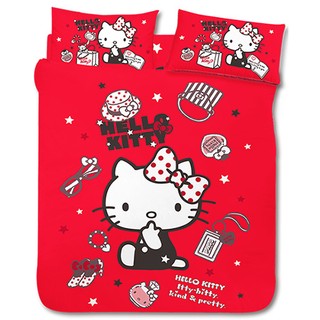 【hello kitty-珠寶盒(紅)】單人舖棉2用被套乙件,正版商品,台灣精製╭☆°棉棉ㄉ店