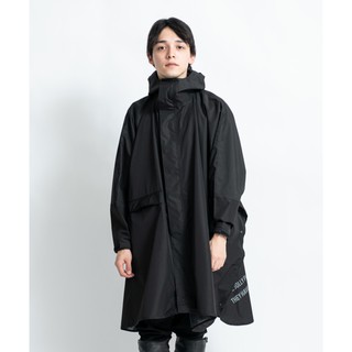 日本KIU 黑色163900 標準成人空氣感有袖斗篷雨衣 騎車露營必備 附收納袋(男女適用)