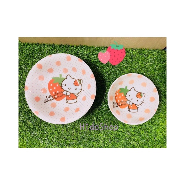 日本製Sanrio三麗鷗Kitty凱蒂貓金正聯名草莓瓷器 深度盤 瓷器碗