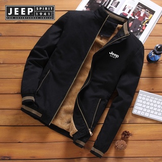JEEP SPIRIT 1941 ESTD 秋季男士飛行員夾克休閒男外套抓絨加厚保暖風衣夾克男士軍用棒球外套服裝