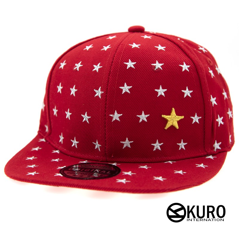 KURO-SHOP紅色星星電繡潮流板帽棒球帽