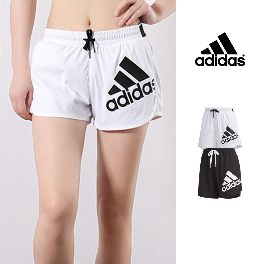 Adidas 黑/白 短褲 女款 尼龍 運動 休閒 抽繩 彈性 熱褲 Logo DY8661/DY8640
