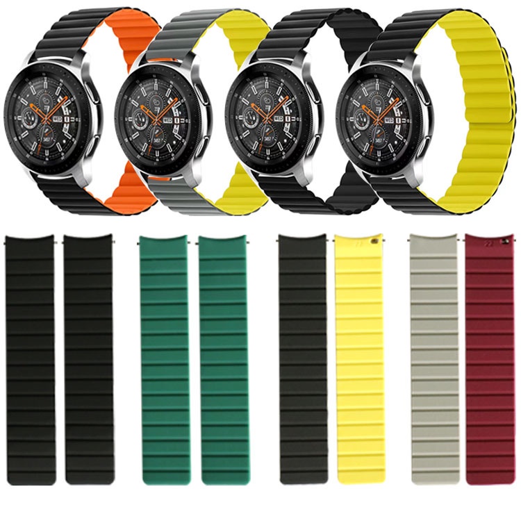 22mm 適用於Haylou RT 2 GST RS3 LS09矽膠磁吸錶帶 小米watch color 2磁性迴環錶帶
