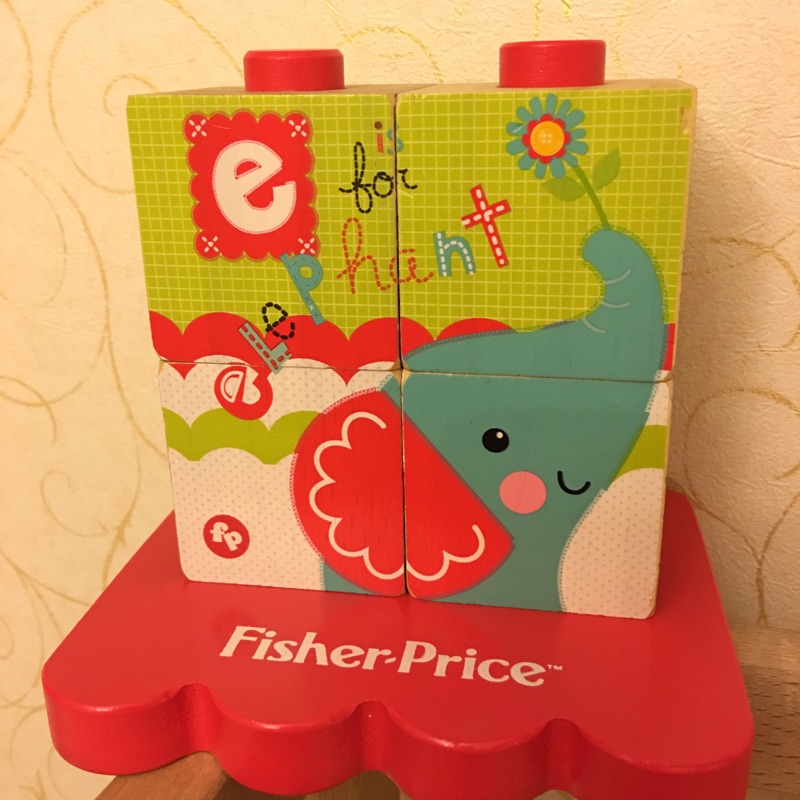 Fisher-Price 費雪木質玩具系列 可愛動物配對方塊（二手）