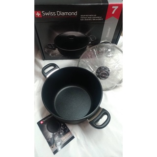 全新 Swiss Diamond 瑞仕鑽石鍋 24CM 雙耳 多用途 深湯鍋 含蓋 7號 康寧 煎鍋 瑞士 火鍋 全聯