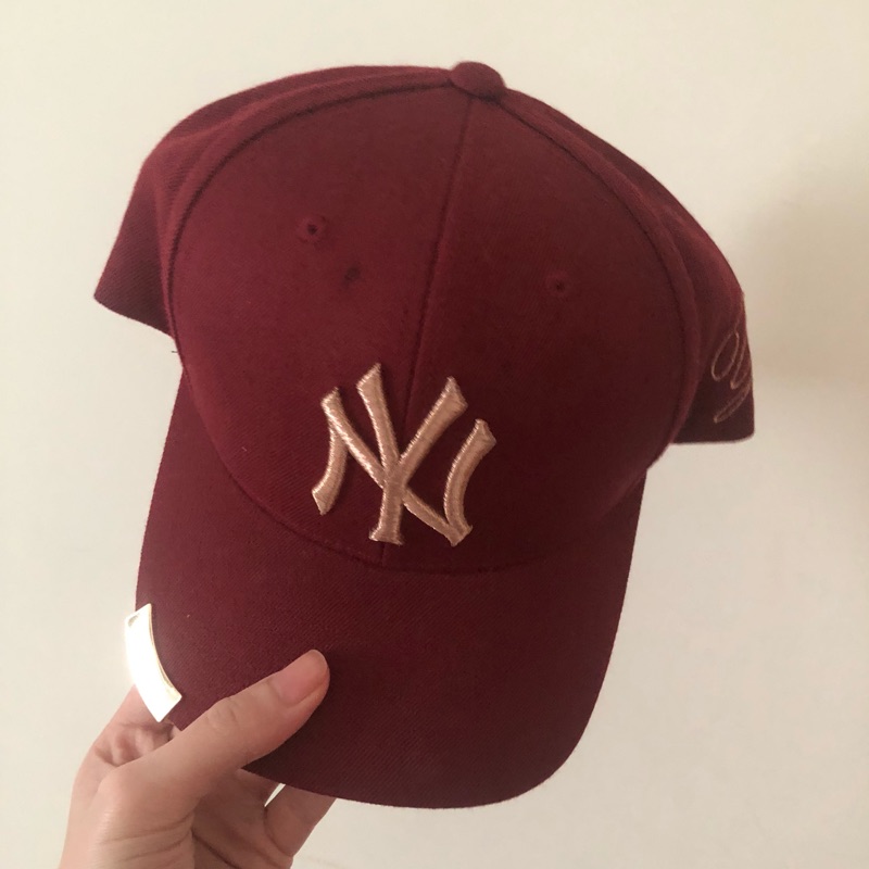 周子瑜同款 MLB棒球帽 洋基 酒紅 全新