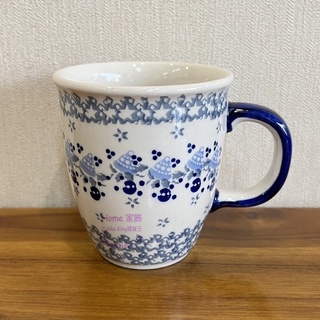 [HOME] 馬克杯 波蘭陶 早餐杯 牛奶杯 拿鐵杯 水杯 歐式鄉村淺灰藍花卉圖案杯子 波蘭進口 收藏物