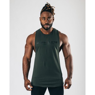 現貨 Alphalete Athletics-Premier performance cutoff 男性健身背心-墨綠