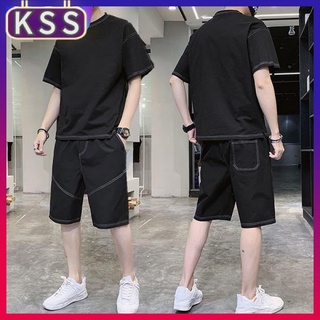 KSS.M-5XL 大碼套裝 休閒套裝 運動套裝 夏季潮流男裝 短袖短褲一套裝 舒適居家服 男生衣著