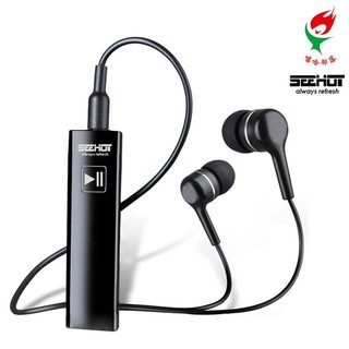 [強強滾]Seehot BT4.1 領夾式立體聲藍牙耳機/音樂接收器 黑 藍芽分享器 藍芽