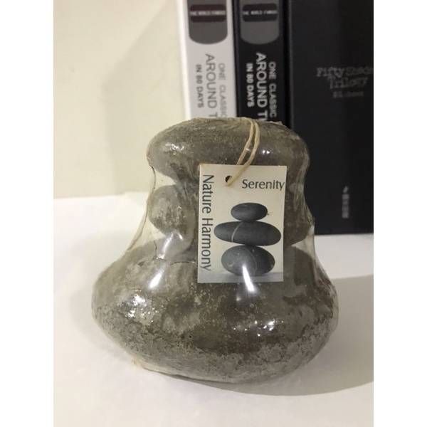 全新～生活工場灰色鵝卵石層疊蠟燭