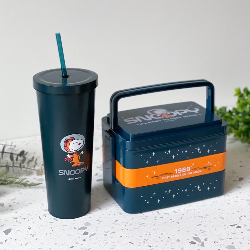 現貨 7 11 漫遊太空系列史努比米奇304不鏽鋼雙層吸管杯可提式三層餐盒snoopy 水杯全新正版代購 蝦皮購物