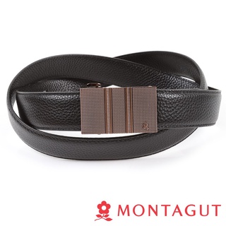 【MONTAGUT夢特嬌】時尚經典頭層牛皮自動扣皮帶A31M84509F棕色/咖啡色