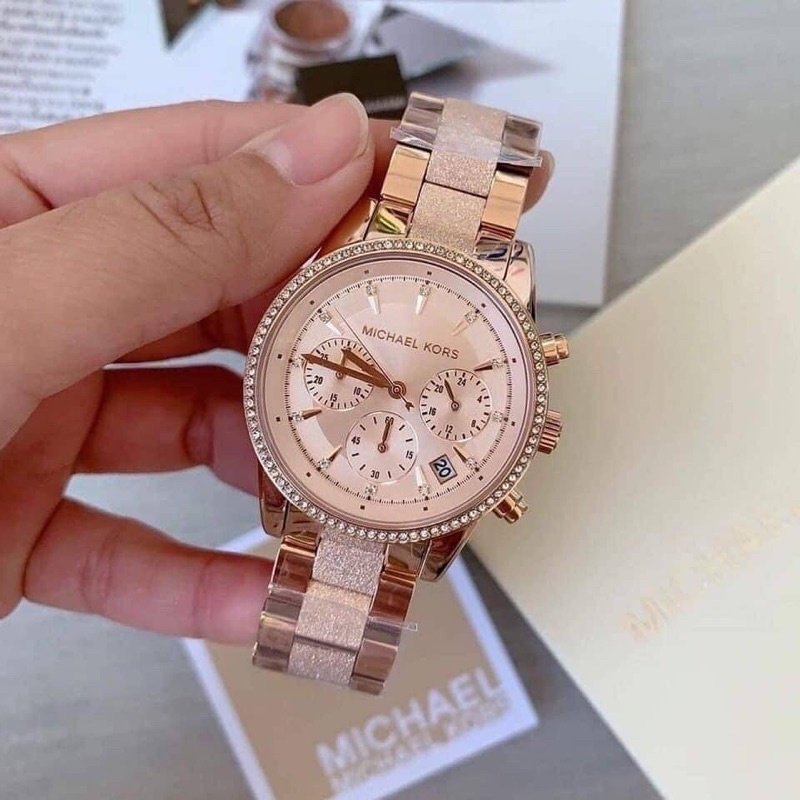 現貨 🇺🇸萬花筒美國精品代購 Michael  Kors 手錶 MK 女神款 玫瑰金 MK6598 三眼 晶鑽 腕錶