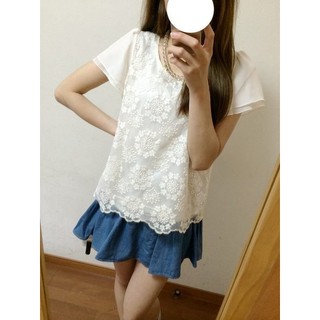 全新轉賣日貨kiki夏日煙花刺繡雪紡上衣yabbi rika