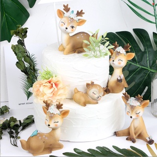 梅花鹿蛋糕擺件蛋糕裝飾生日結婚週年派對蛋糕裝飾