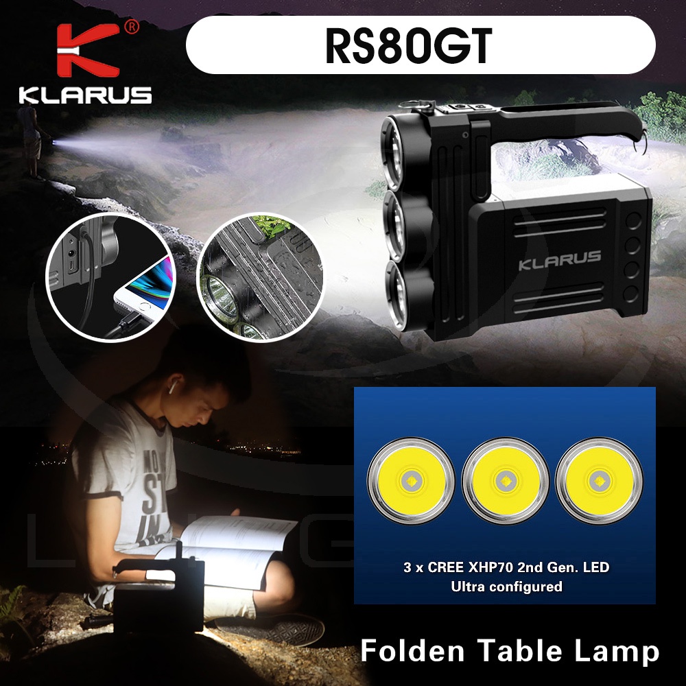 【錸特光電】KLARUS RS80GT 10000流明 強光LED手電筒 USB充電 搜索 探照燈 CREE XHP70