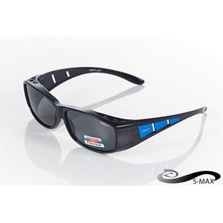 【S-MAX專業代理】New 年度新款 舒適包覆 專業透氣導流孔設計 Polarized偏光運動包覆眼鏡 (帥氣黑藍款)