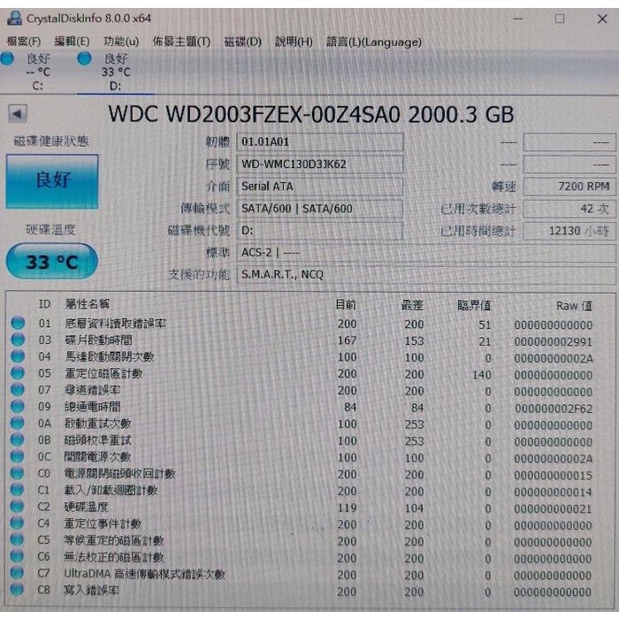 WD 威騰 (黑標) 2TB 3.5吋 內建64MB大緩衝 SATA lll 電競硬碟