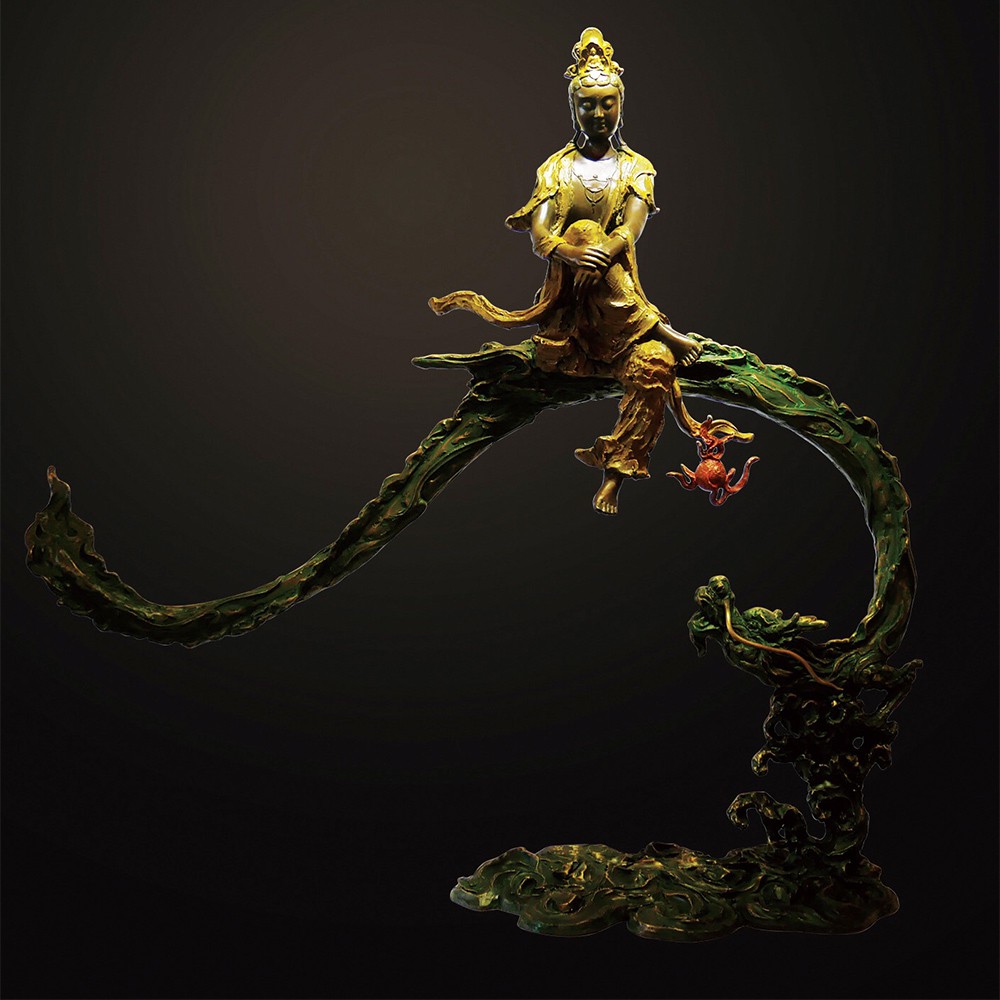 子問限量原作銅雕龍悅自在祥龍觀音 觀世音菩薩 限量件作品上有作者親自簽名限量件數並附作品典藏證明書 蝦皮商城