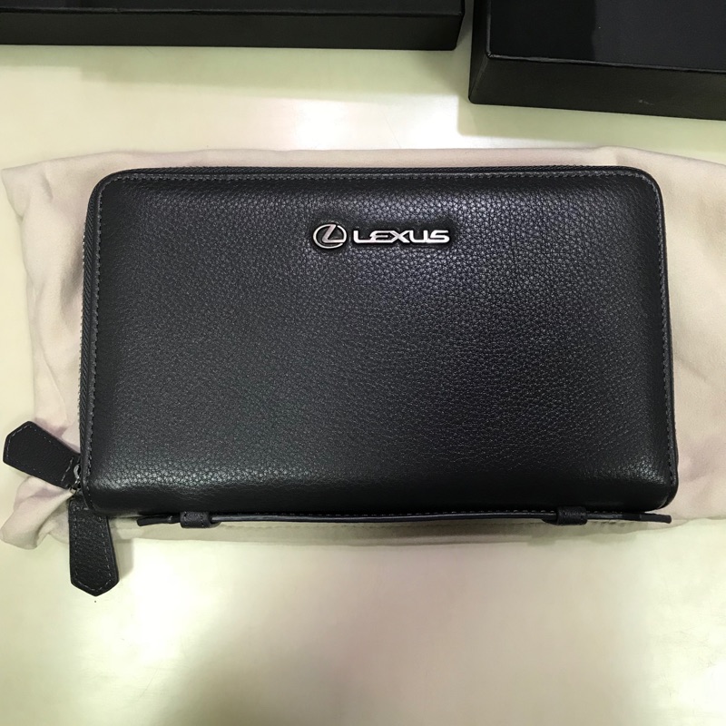 全新LEXUS精品 NAPPA真皮雙層手拿包 / 多功能長夾