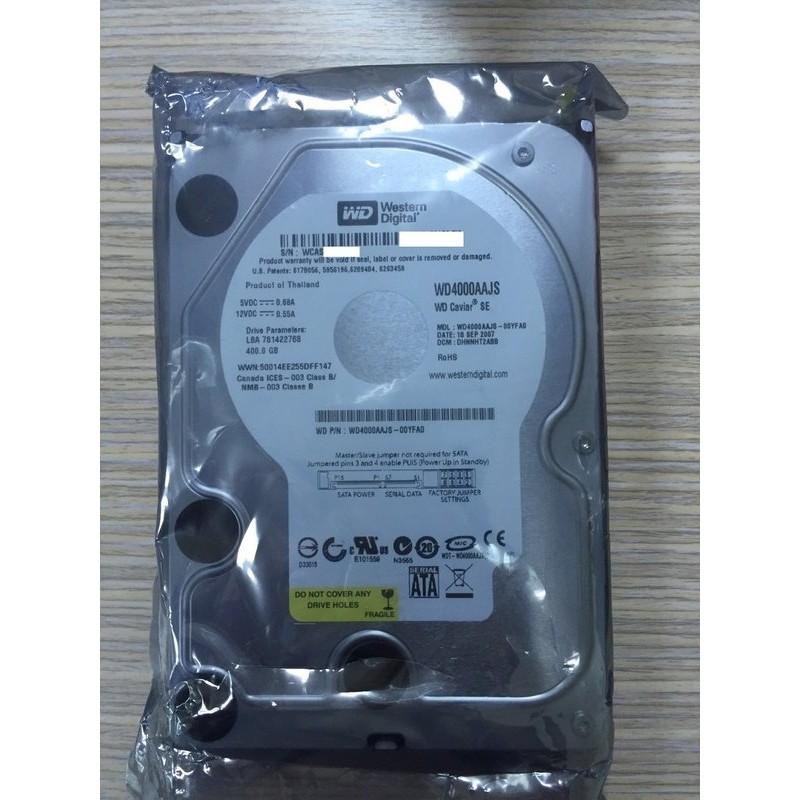 【全新未拆】WD 3.5吋 400G 400GB 硬碟(WD4000AAJS-00YFA) / 640GB 750GB