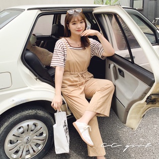 CCGIRL中大尺碼 純色系列顯瘦收腰綁帶細肩帶吊帶褲/連身褲-共2色- 適L～5L《31487》大碼女裝 中大尺碼褲裝