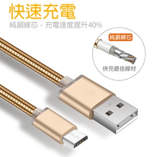 【彈簧快充】Micro USB 1米 支援QC 2.0&3.0快充HTC A9/E9/E9+//M8/M9/M9+/X9