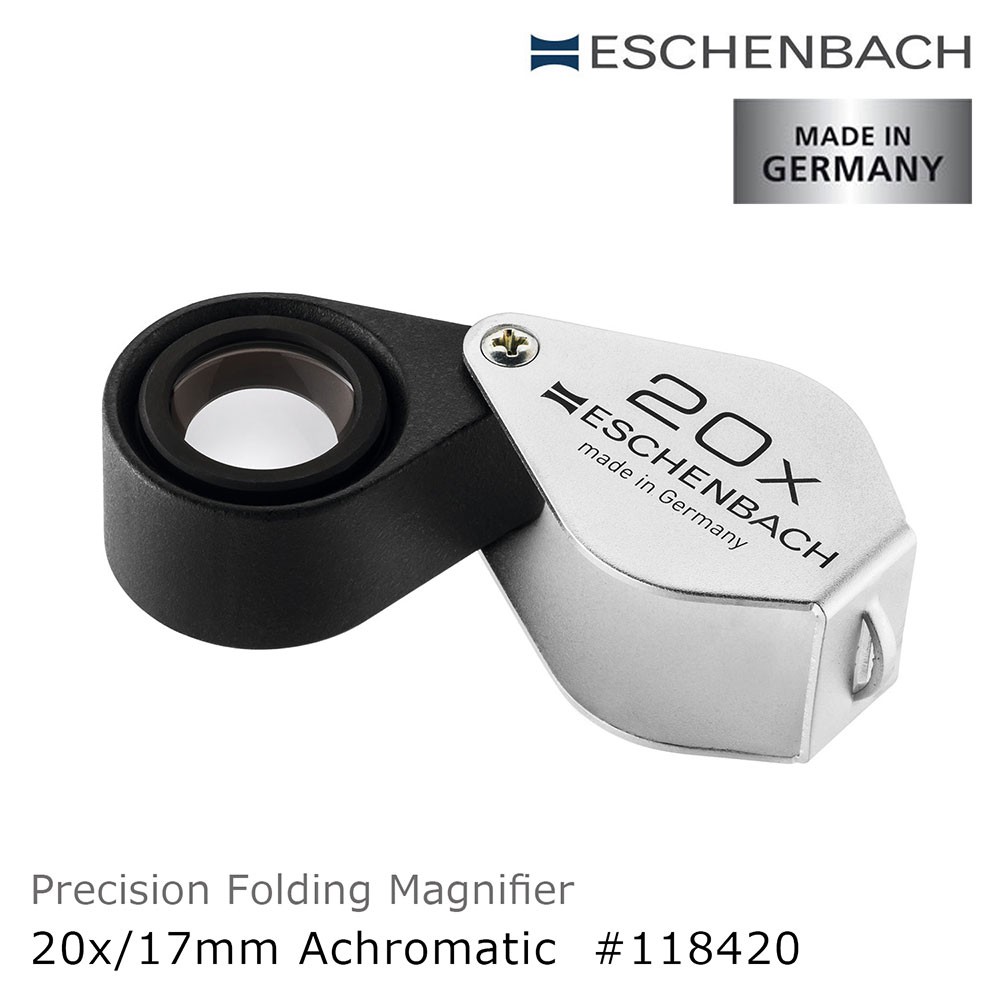 【Eschenbach】20x/17mm 德國製金屬殼消色差珠寶放大鏡 118420