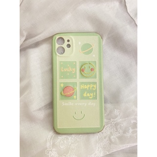 iPhone 11 手機殼/圖騰/皮質防撞/可愛風/淺綠手機殼/刺繡