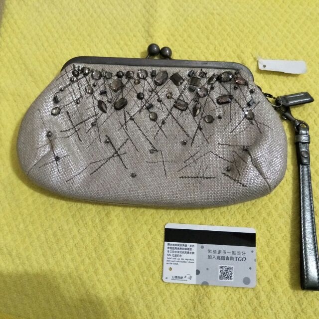 全新正品 Coach珠扣寶石手拿包