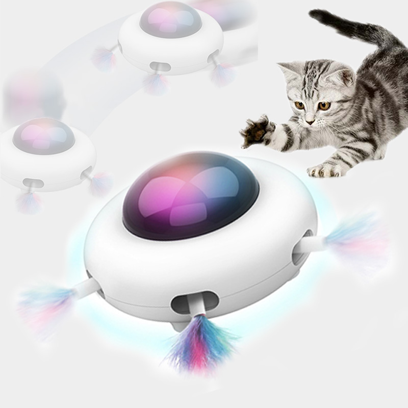 自動挑逗隨機貓玩具互動電動瘋狂玩具小貓智能貓玩具自動方向盤 Led 方向盤