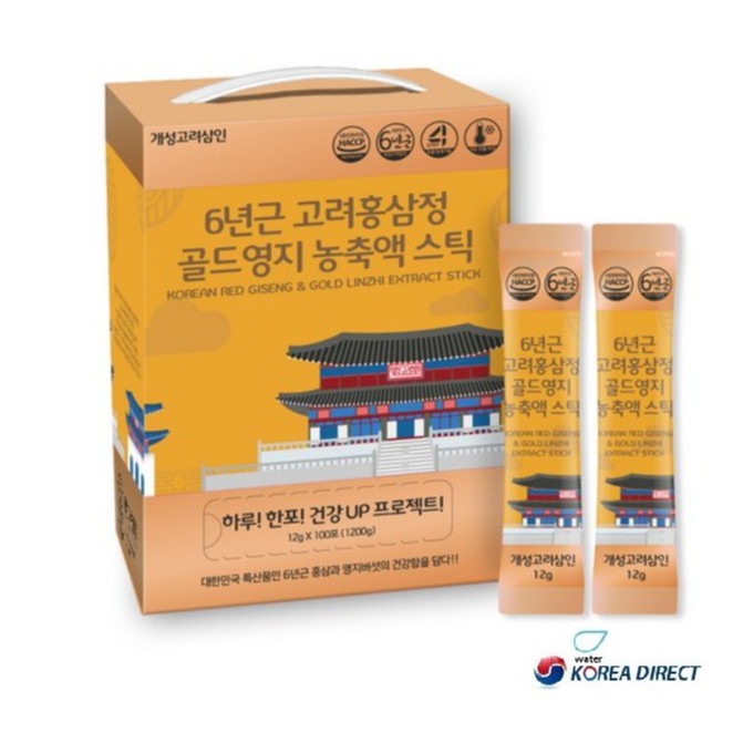 韓國 開城高麗蔘人 6年根高麗紅蔘靈芝濃縮液12g x 100包