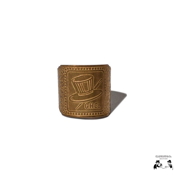 GOODFORT/日本Glad Hand Top Hat Brass Cigar Tag Ring黃銅戒指/領巾環