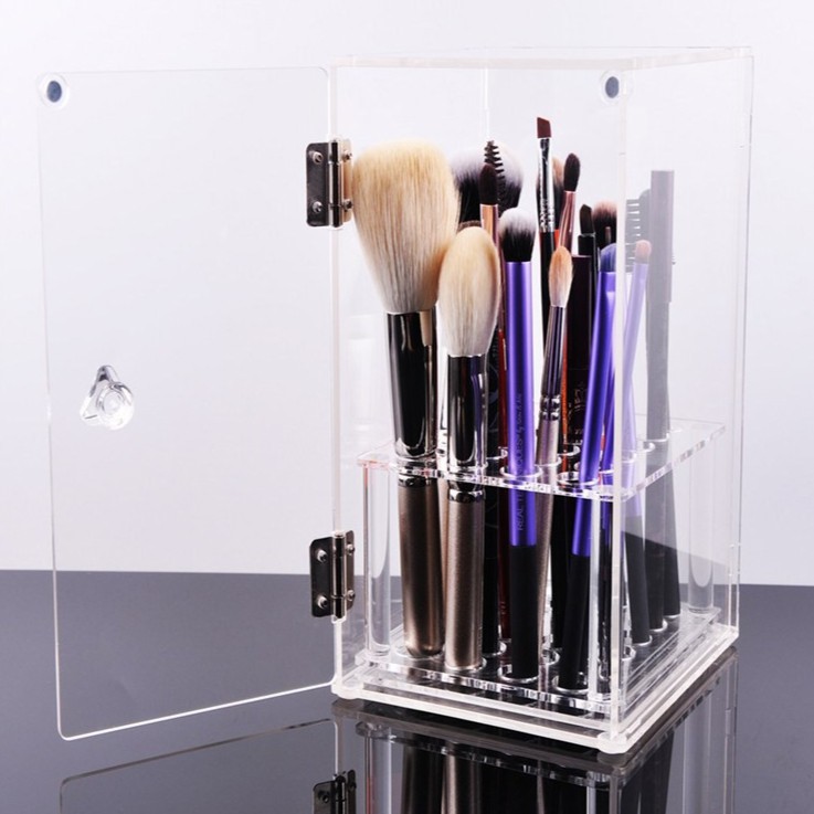 Bosymart 壓克力美妝刷具筒化妝品收納盒壓克力收納盒透明刷具防塵收納彩妝收納刷具筒刷具收納 蝦皮購物