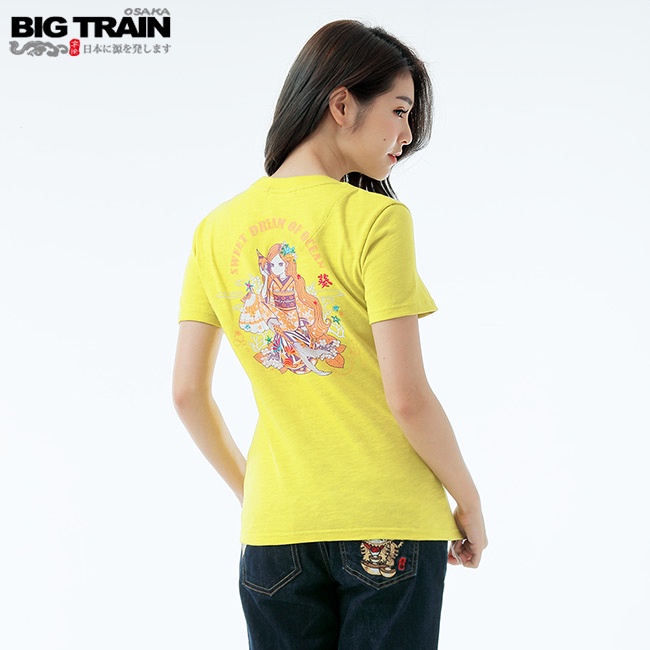 BIG TRAIN 人魚小葵短袖女T-黃 B85279