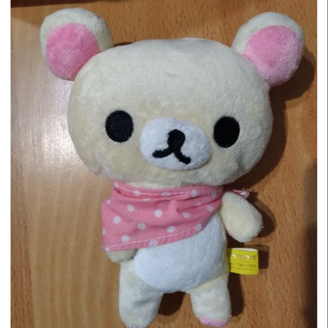 拉拉熊 懶懶熊 懶妹 小白熊 娃娃 絨毛 領巾  粉紅 點點 日本 景品