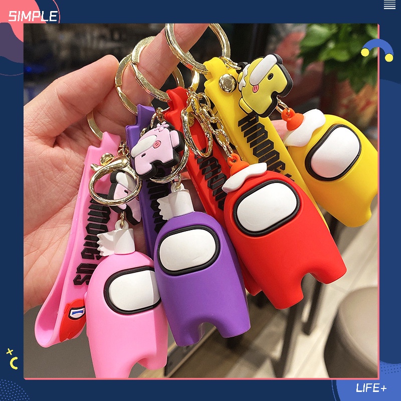 秋田のamong us太空狼人殺周邊鑰匙扣 公仔鑰匙圈 鑰匙扣 PVC吊飾 個性創意公仔滴膠鑰匙圈 遊戲動漫鑰匙扣 吊飾