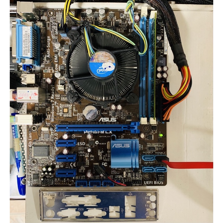 及新品ASUS華碩P8H61-M LX主機板附擋板➕CPU:Intel i5 2400四核心